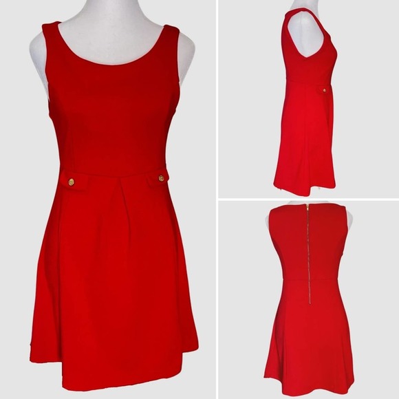 XXI Sleeveless Mini Fit & Flare Dress w/Pleating Red - Size Medium (Juniors) - Picture 1 of 7